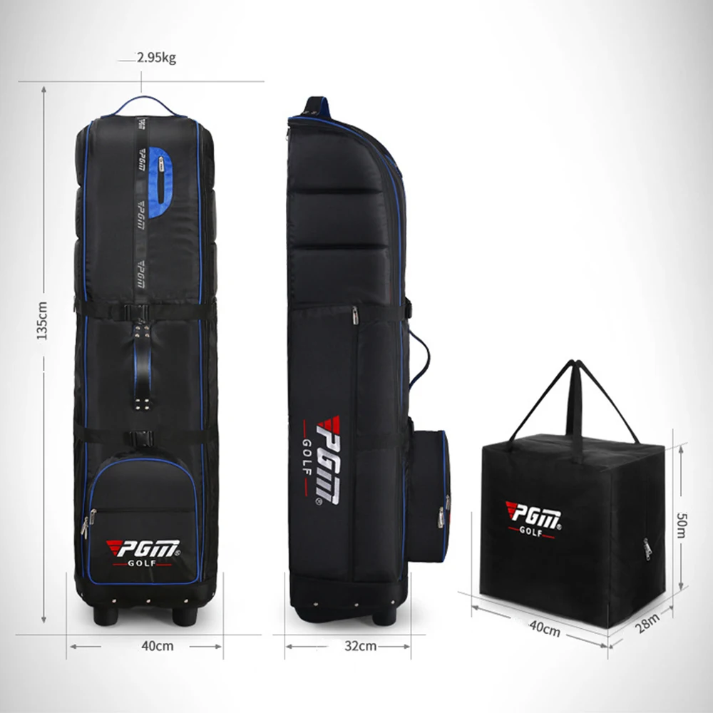 PGM Golf Travel Plane Bags with Wheel thicken Straps Foldable Golf Club Travel Cover for Airlines Golf Aviation Bag HKB009