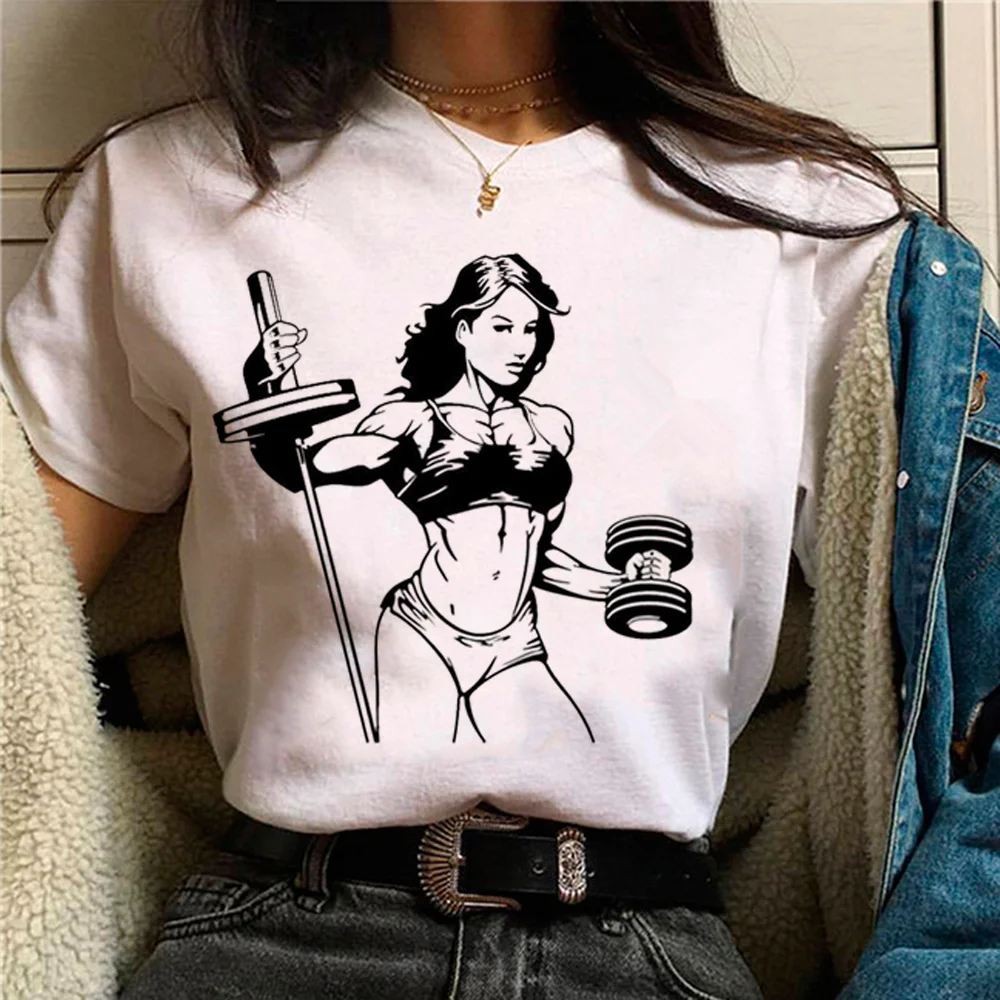 Crossfit Fitness t-shirts women manga graphic streetwear top female 2000s Japanese designer clothes