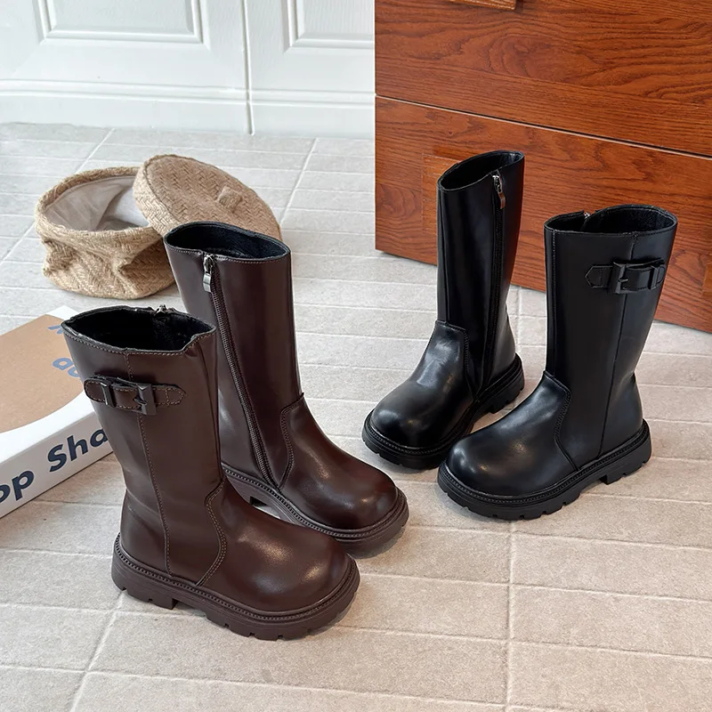 

Winter New Children Keen-high Boots for Girls Fashion Korean Style Soft Bottom Anti-slippery Versatile Princess Knight Boots