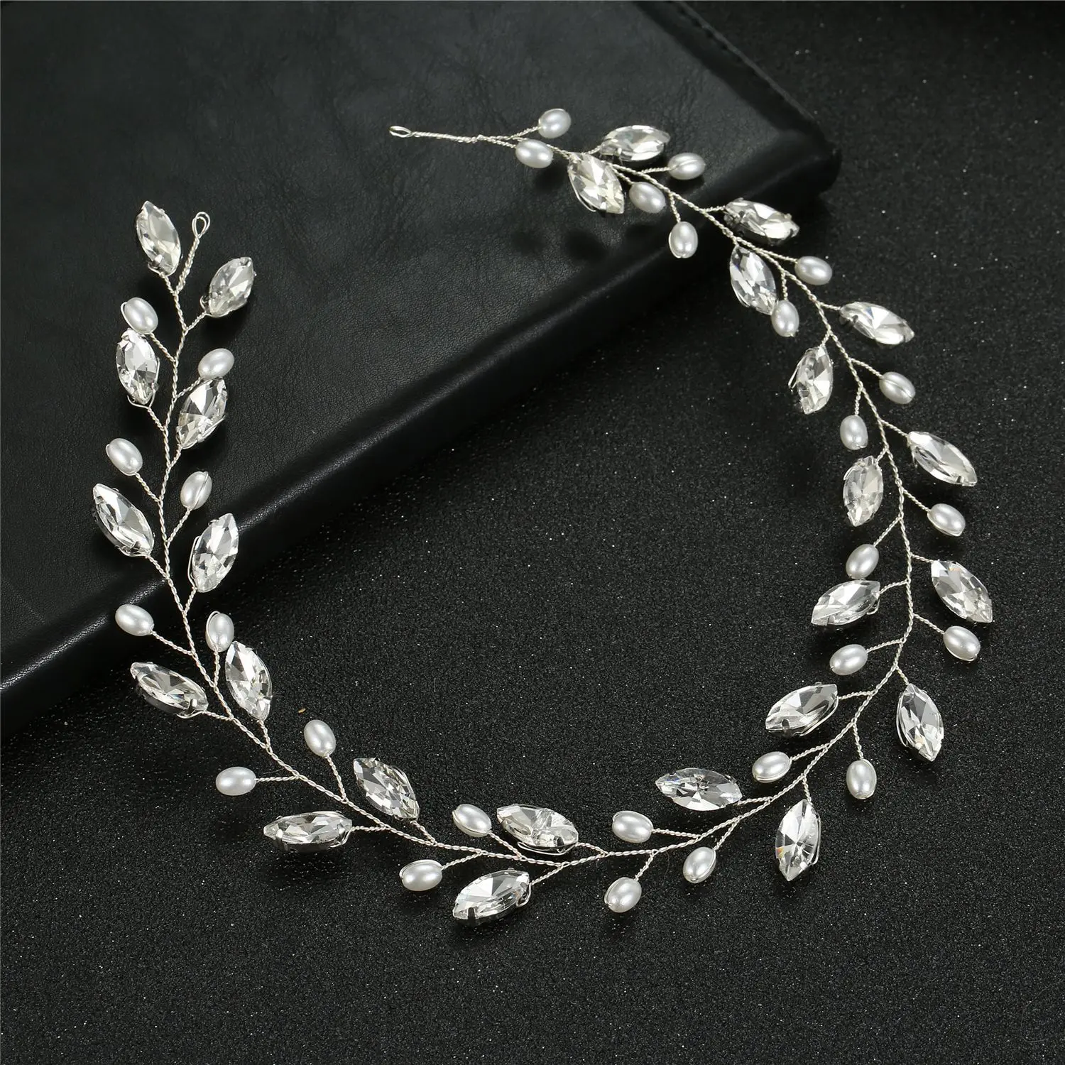 Floralbride Handmade Trendy Alloy Rhinestones Crystal Pearl Bridal Headband Hair comb Pins Wedding Headpieces Women Girl Jewelry