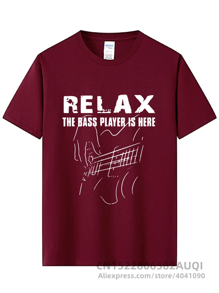 Electric Guitar Nevan Music Tshirt Relax The Bass Player Is Here 100% Cotton Fashionable Black T Shirt Mens Summer Popular Tees