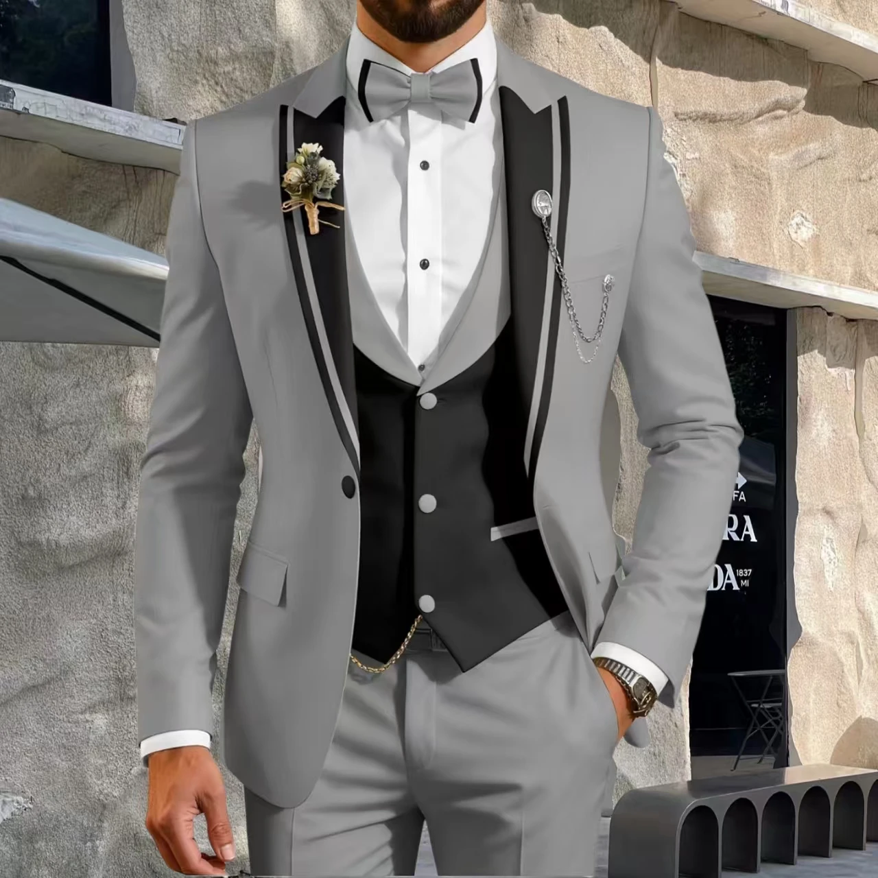 Men's Slim Fit Business Casual Blazer Masculino Striped Suit Jacket Costume De Luxe Pour Homme