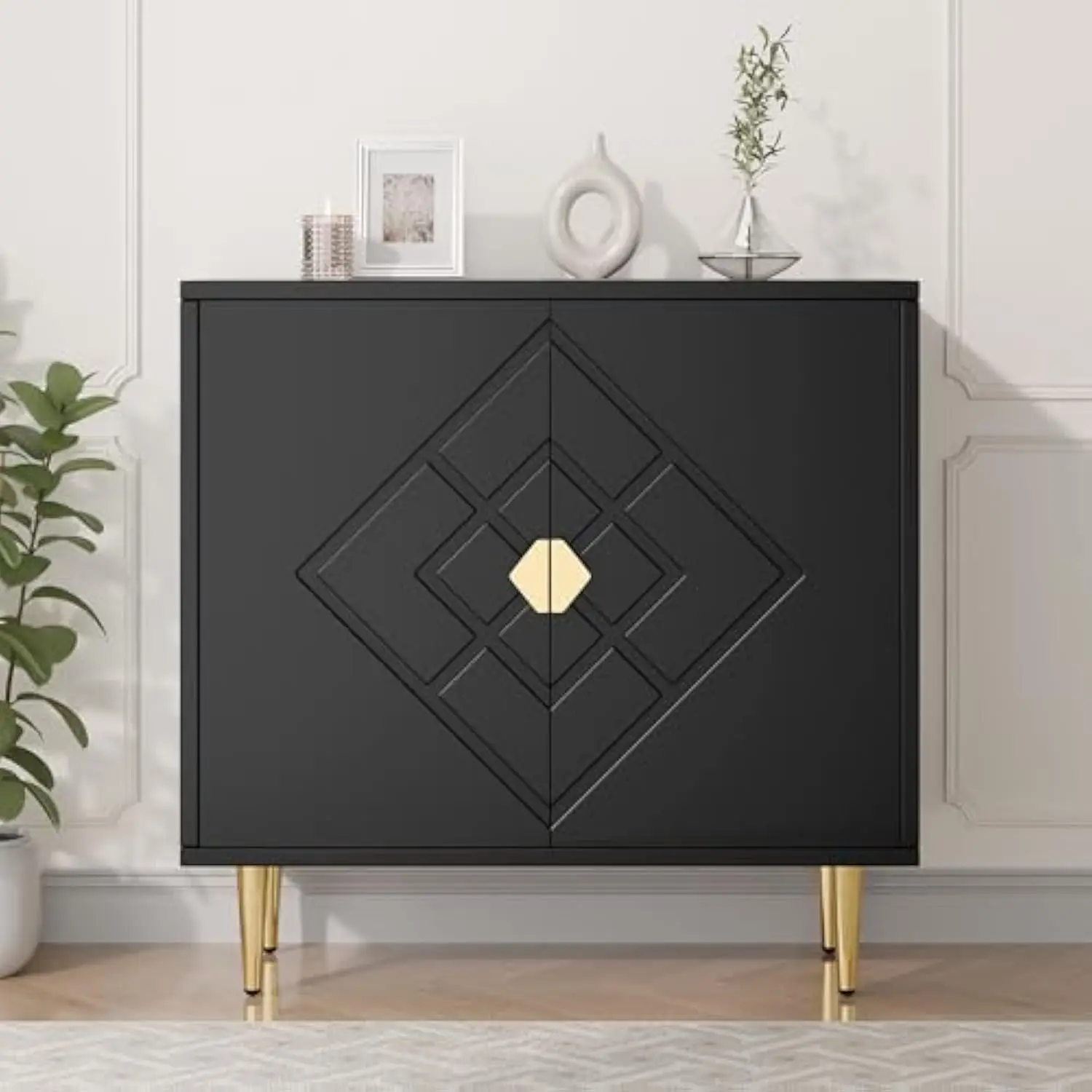 

Шкаф для хранения, современный акцентный шкаф с декоративными дверцами с ромбовидным узором, шкаф для хранения акцентных сервантов для гостиной,