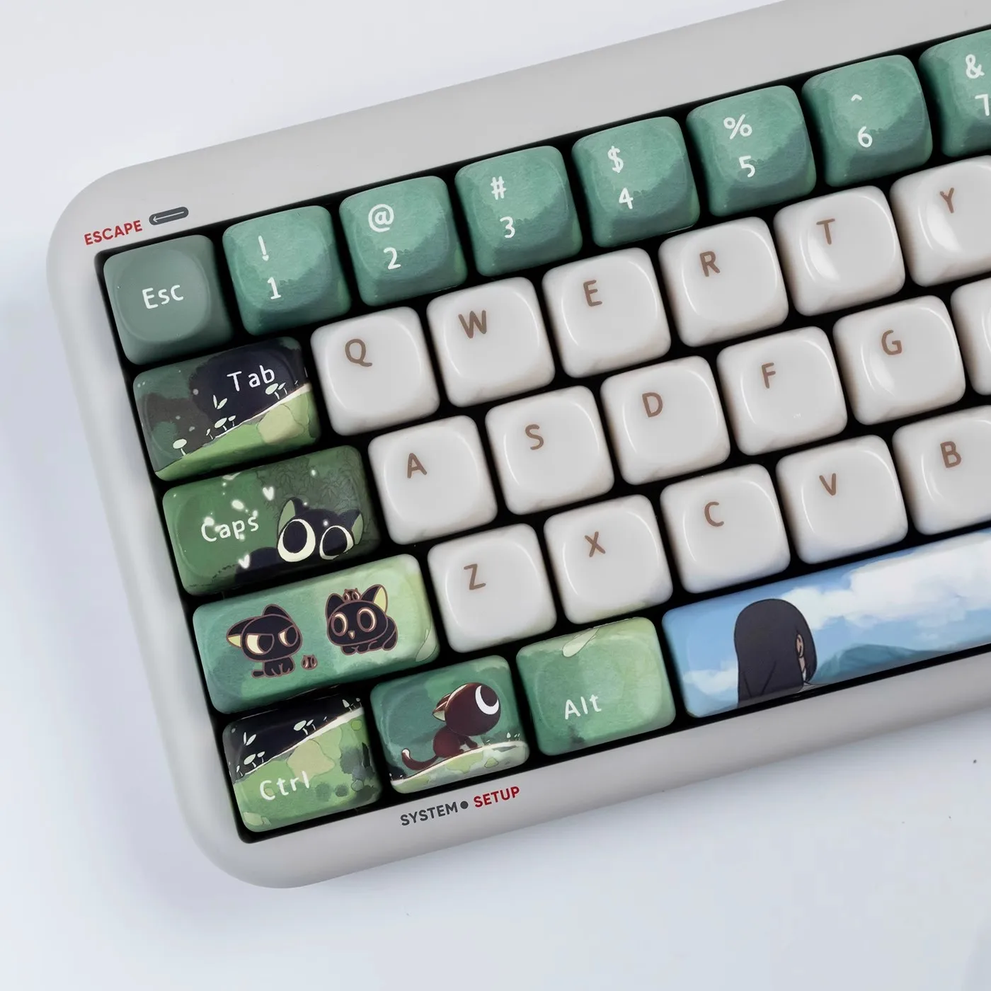 Little Black Cat Keycap Set Jade Resin Ceramic Touch Mechanical Keyboard Keycap MOA Height PC Suitable for Wolf Spider Forester
