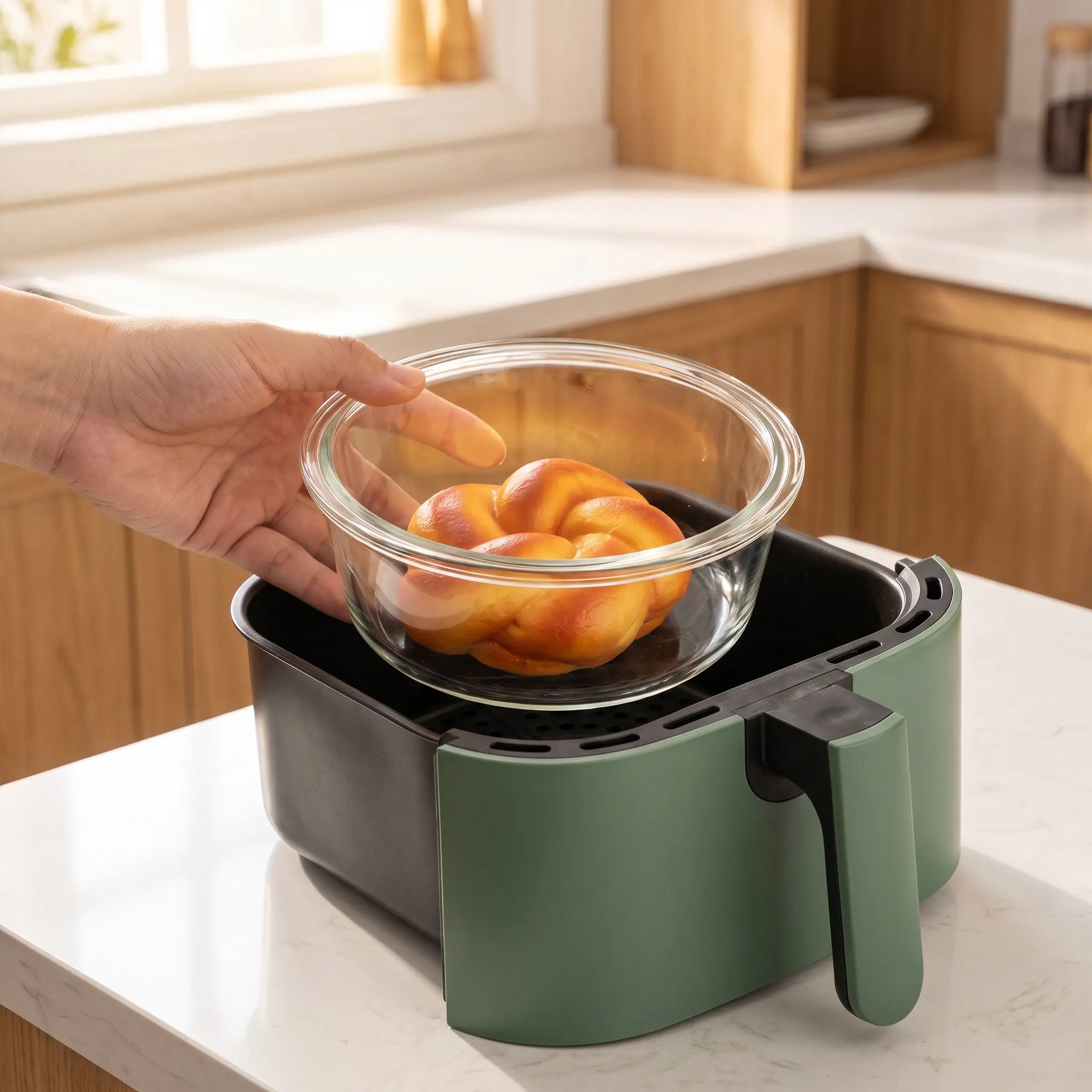 2 Pcs Air Fryer Safe Glass Cookware Containers Bowl Dish Dishware Baking Dishes
