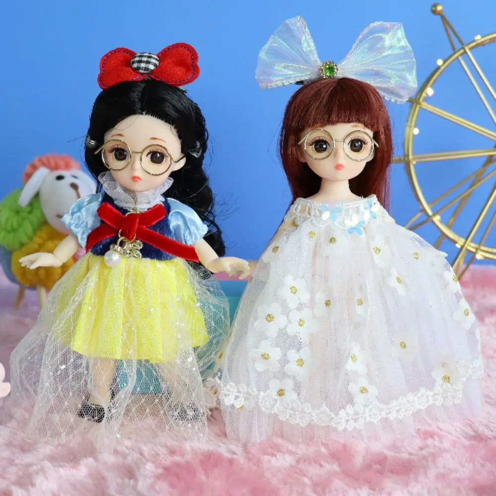 매력적인 눈을 가진 17cm BJD 인형, 옷과 긴 머리 가발, 메이크업, 공주 드레스, 우아한 애니메이션 스타일의 BJD 인형