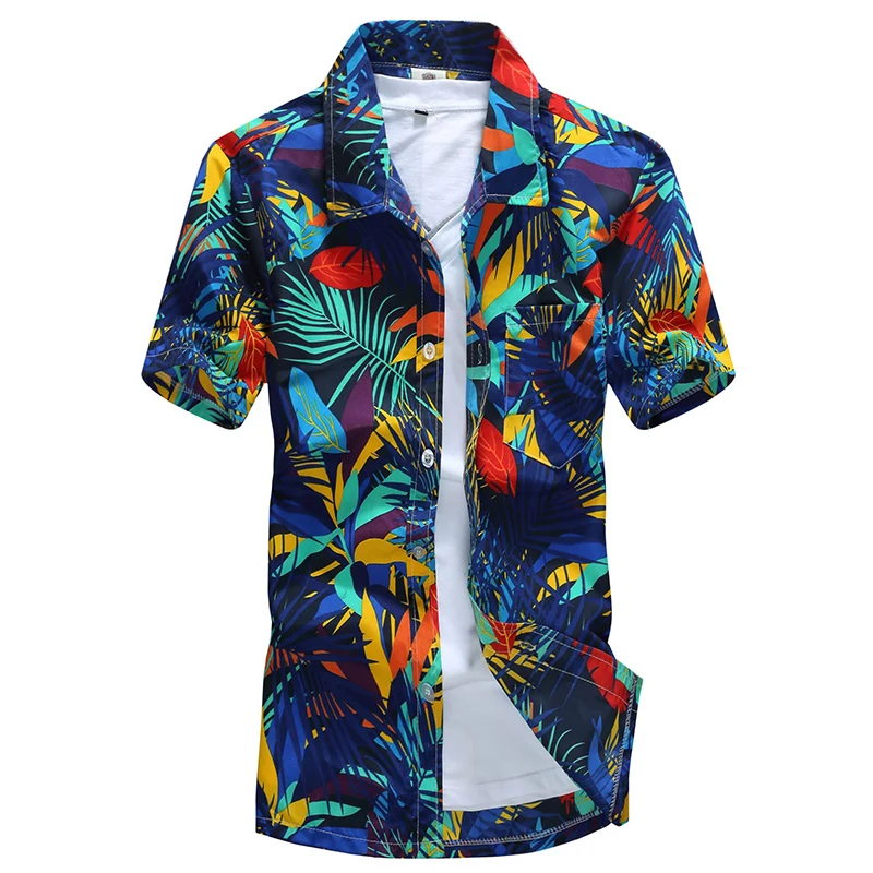 2025 New Arrivals Mens Beach Hawaiian Shirt Plus Size 4XL 5XL Summer Short Sleeve Mens Floral Print Shirts M-5XL AYG257