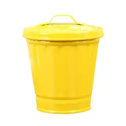 Mini Trash Can With Lid Bucket Shape Stainless Leakproof Garbage Storage Coated Large Opening Waste Bin Desktop Home Supplies