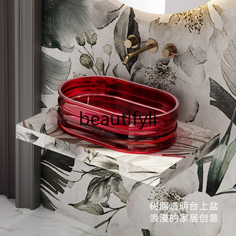 

New hotel high-luxury homestay wash face transparent platform basin wash basin