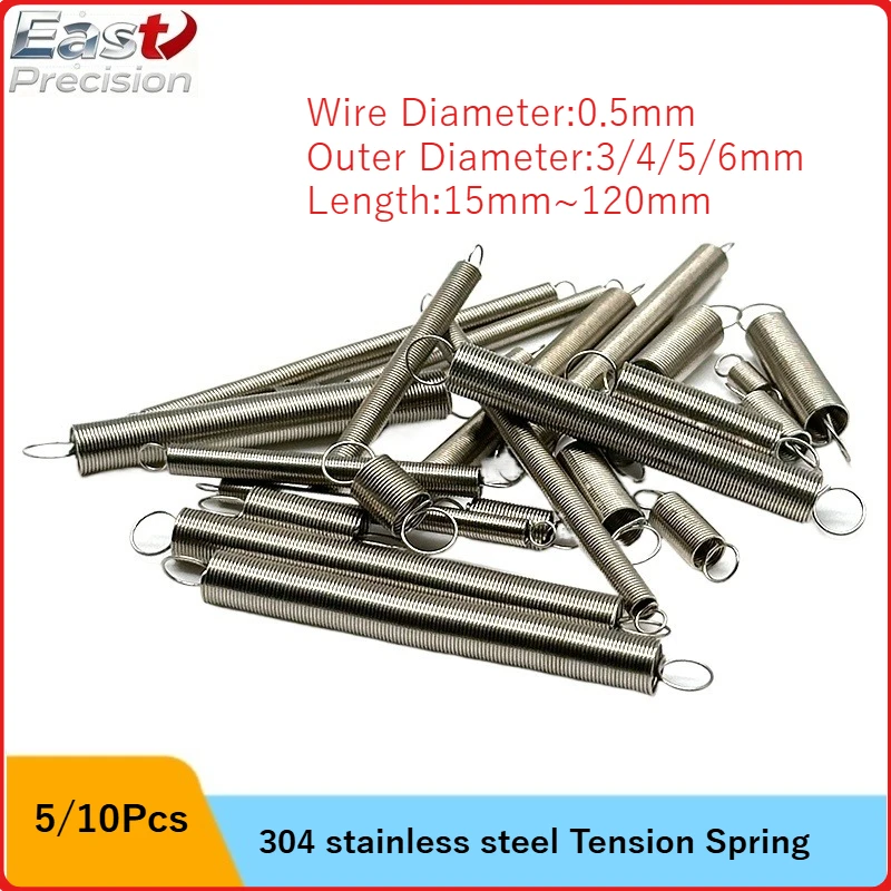 304 stainless steel tension spring wire diameter 0.5 mm small spring O Ring Hook Tension Spring custom