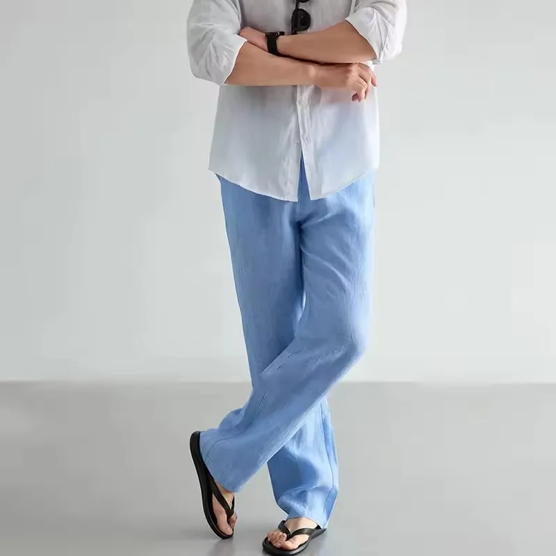 100% Cotton Linen Men Running Pants Sportswear Jogging Sweatpants Thin Tracksuit Gym Fitness Trousers Training Sport Pants Men