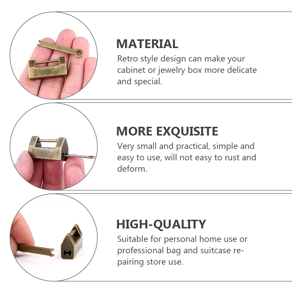 

3 set Zinc Alloy Padlock Cabinet For Jewelry Box Wooden Case Retro Decorative Lock Vintage Hardware Furniture Security