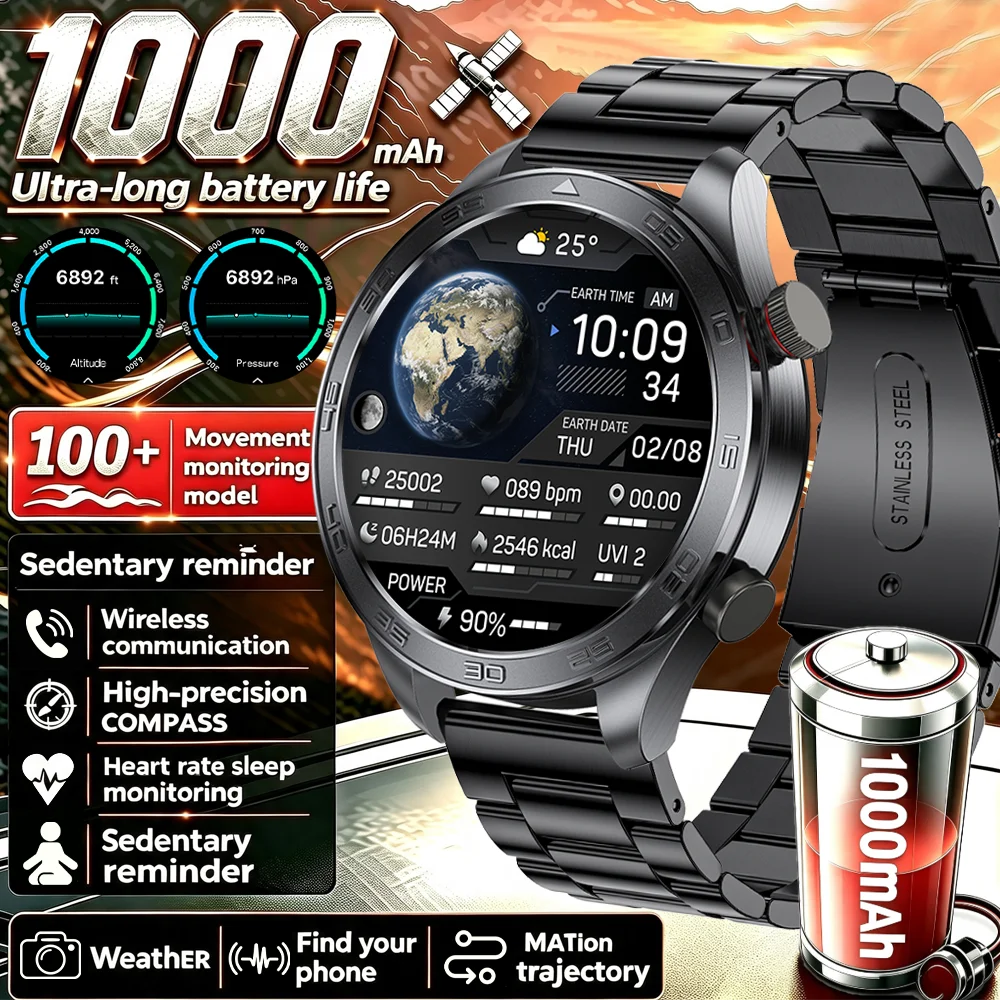 2026 military grade smart watch sports fitness men AMOLED screen health monitoring Bluetooth call 10ATM waterproof smart watch