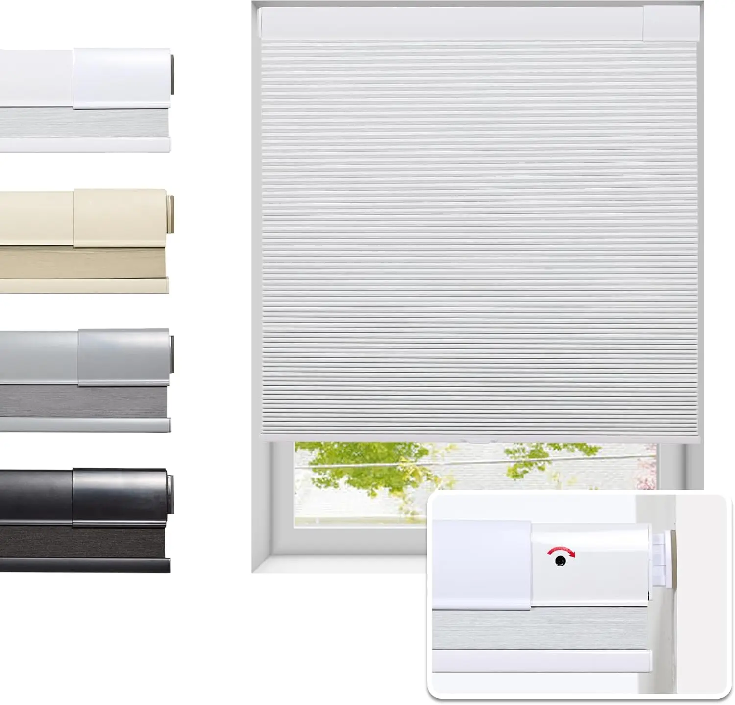 

No Drill Cordless Blackout Cellular Shades, 35"W x 64"H, Thermal Insulating & Noise Reducing