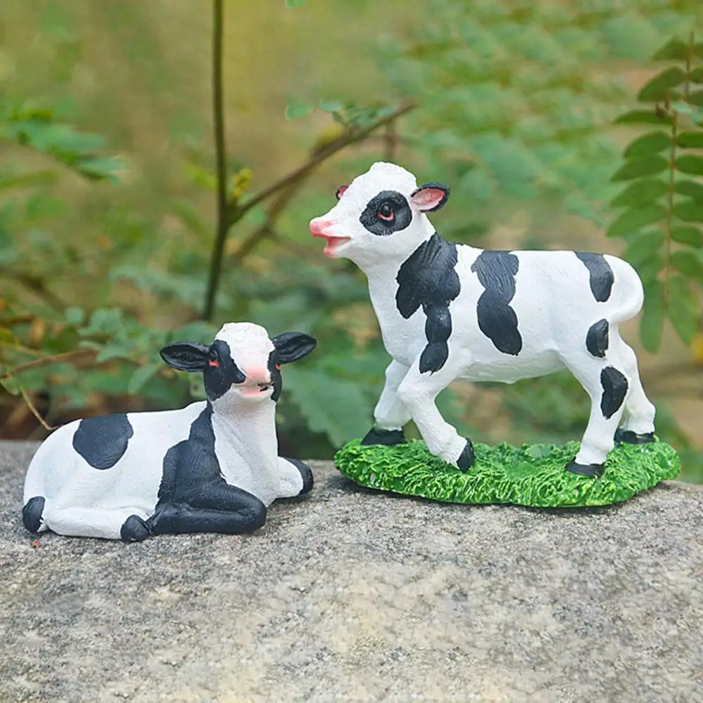 

Garden Decoration Cute Decorative Resin Farm Cute Vintage Animal Cow Figurine Ornament Home Decor