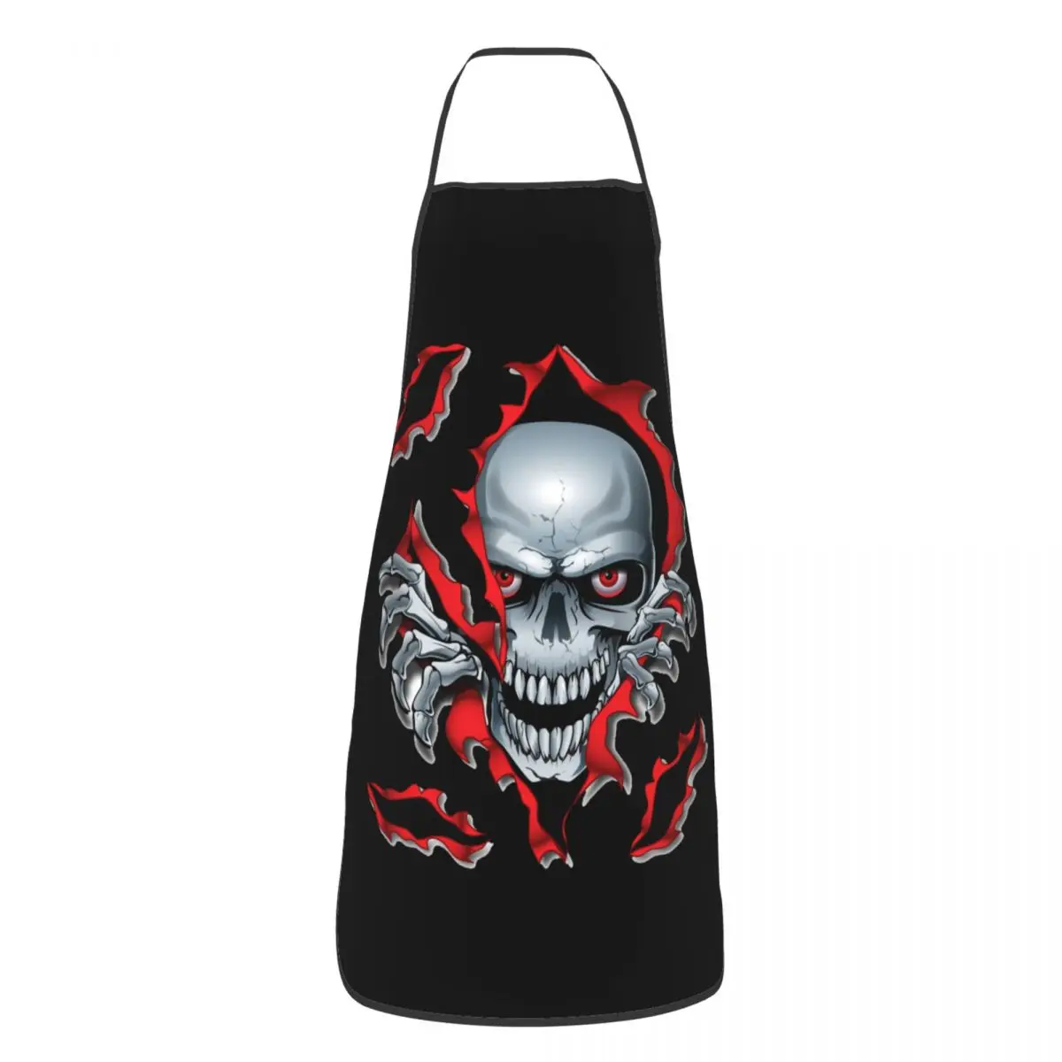 Custom Unisex Rip Skull Bib Apron Adult Women Men Chef Tablier Cuisine for Kitchen Cooking Gothic Skeleton Painting