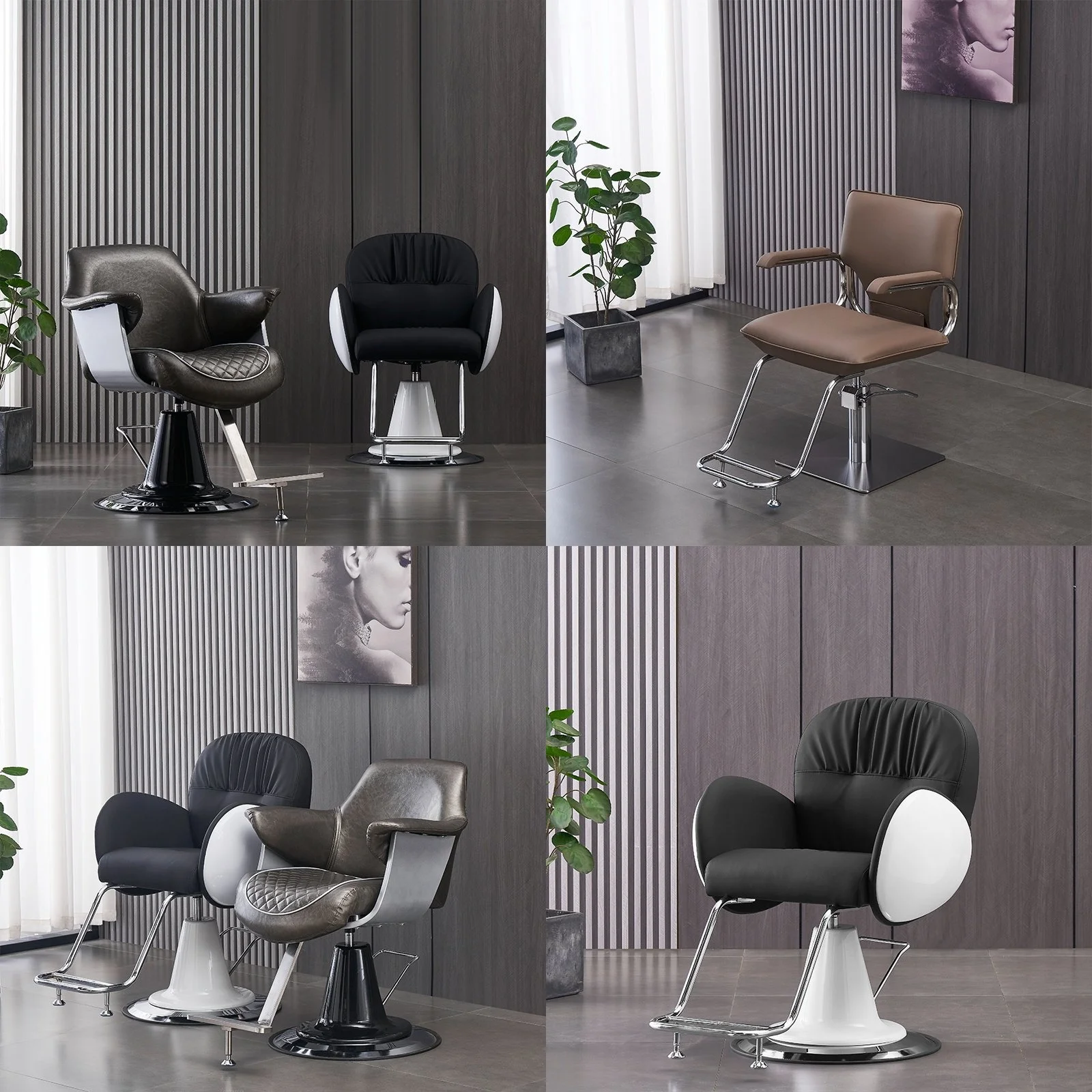 Trendy Salon Barber Chair for Hair Cutting Dyeing Styling, Simple Fashionable Swivel Beauty Chair for Hairdresser