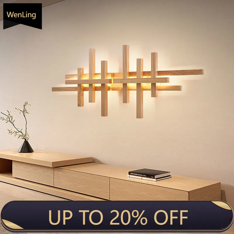 Modern Wooden Living Room Bedroom LED Lighting Decorative Art Wall Lamp Yellow A Model Medium 80x41 Out Of Stock