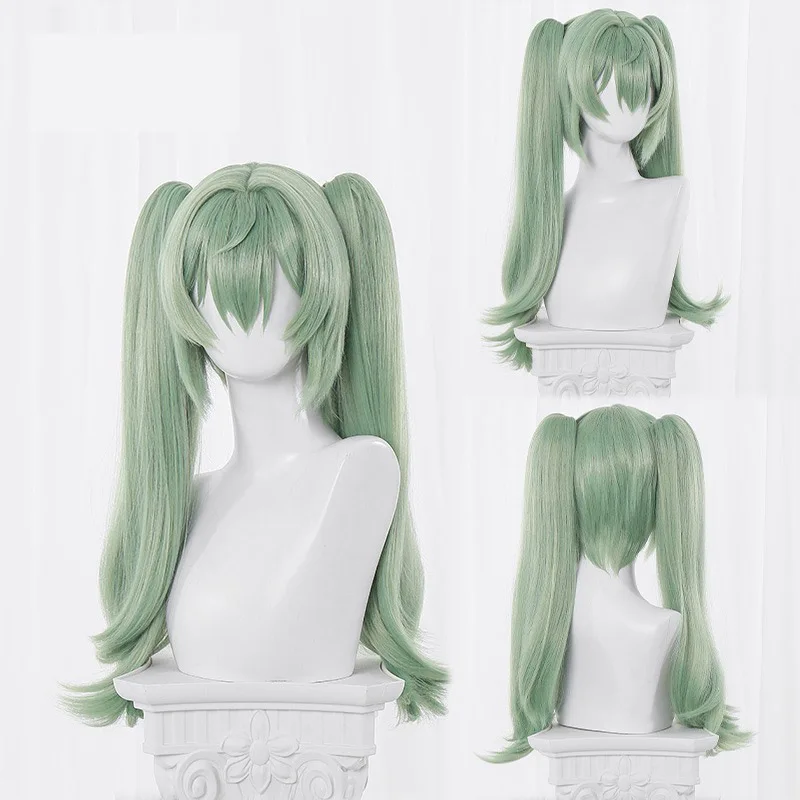 Jeu Zenless Zone ontariCorin Wickes Cosplay Perruque, Matcha Green Twin Tail Hair, Halloween Carnival Prop Py Play, 56cm