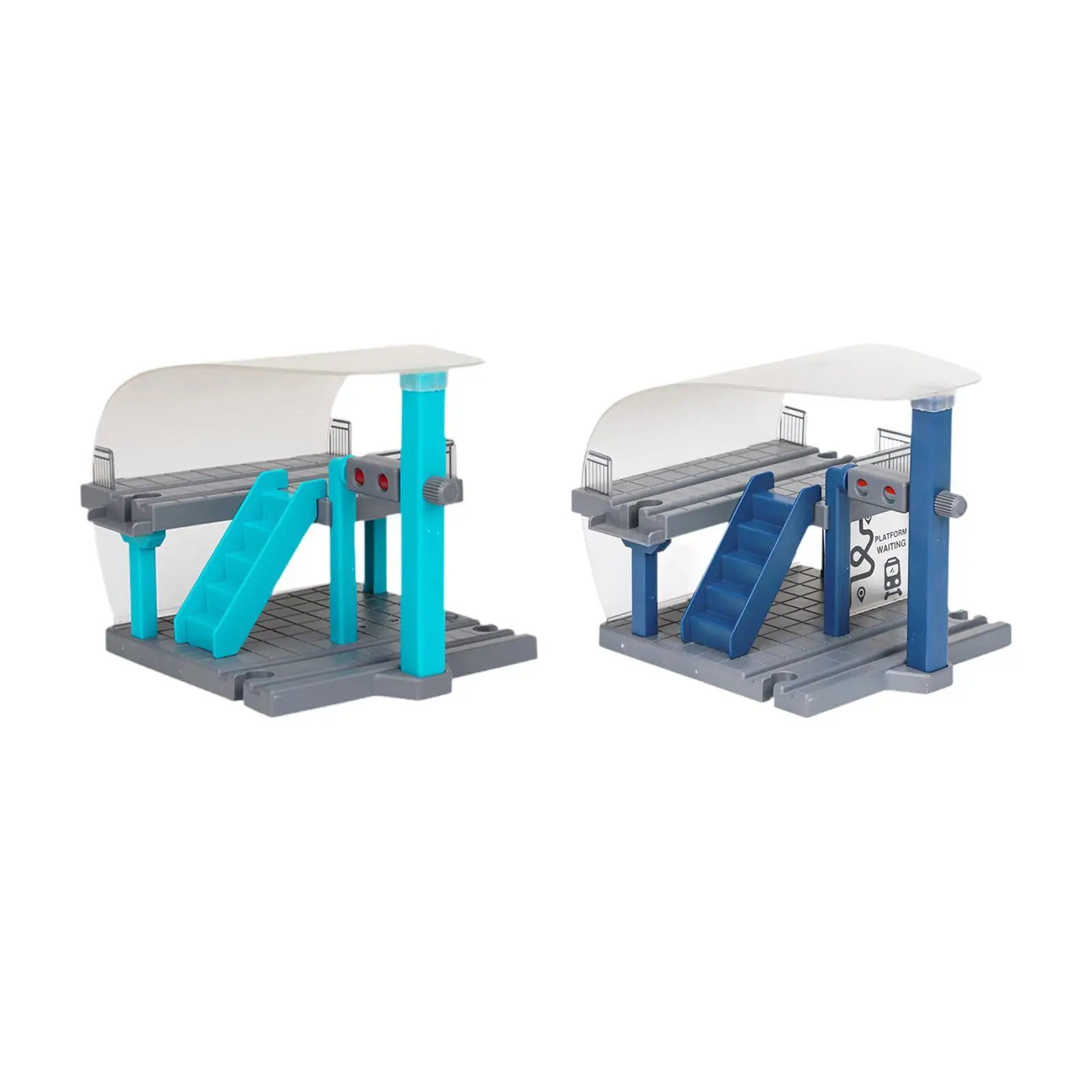 Akcesoria do kolejek, stacja kolejowa, części szyn kolejowych, model platformy do zabawy w udawanie, nagrody i odmiany.