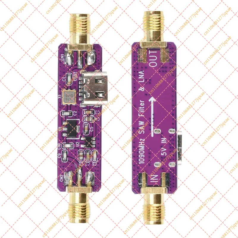 DC 5V 1090MHz ADS-B Active SAW Filter LNA Low Noise Amplifier Module Type-C Interface