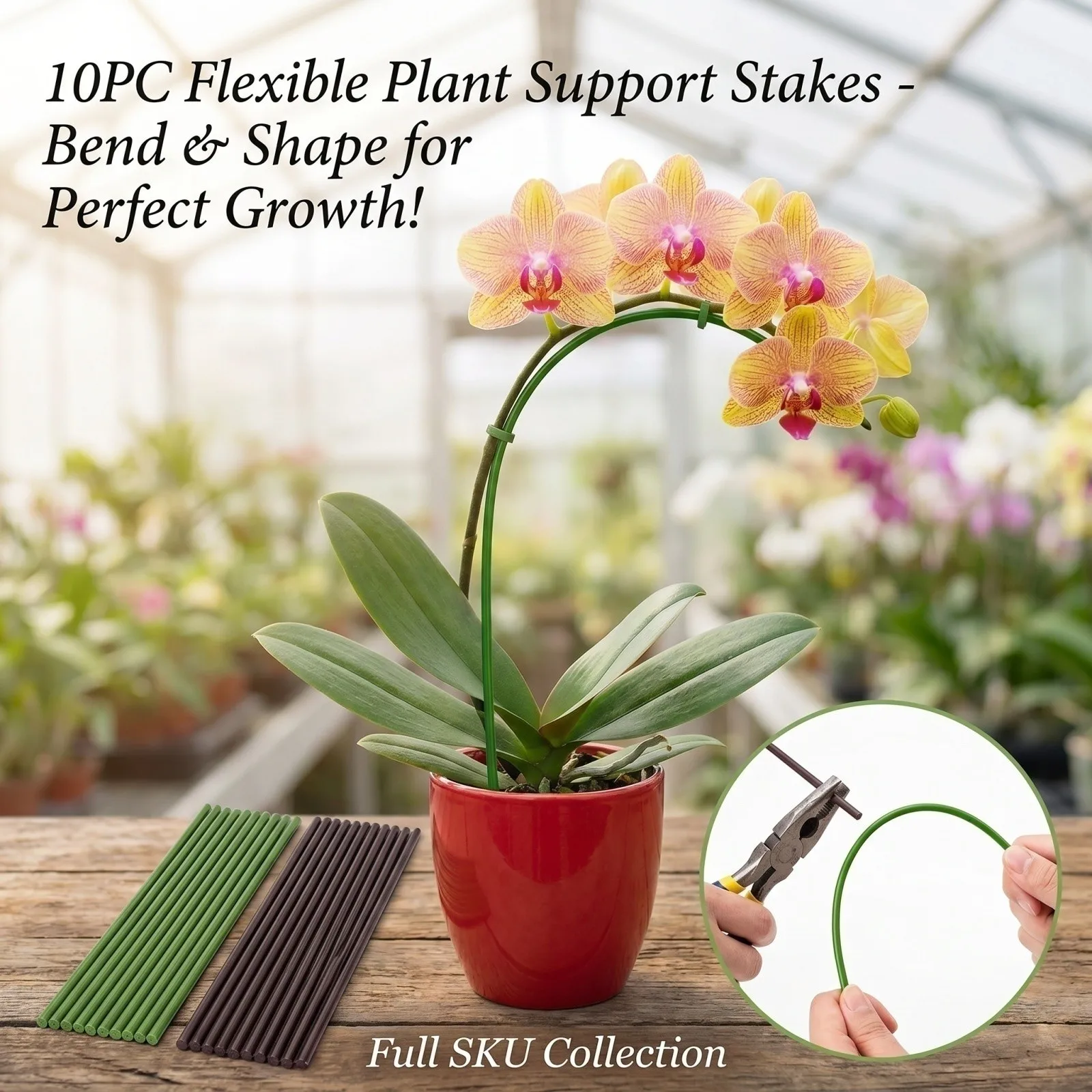 10-Piece Flexible Potted Plant Support Stakes Reusable Garden Sticks Climbing Vines Support Vegetables Growing Cages