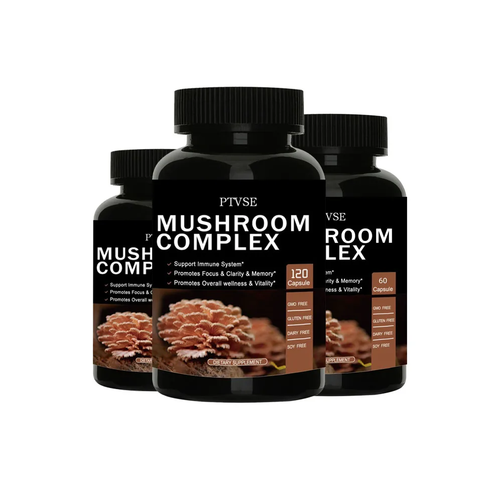 10 Mushrooms Blend Supplement - Lions Mane, Cordyceps,Turkey Tail -Natural Stress & Mood Support Brain, Memory & Focus, Immune