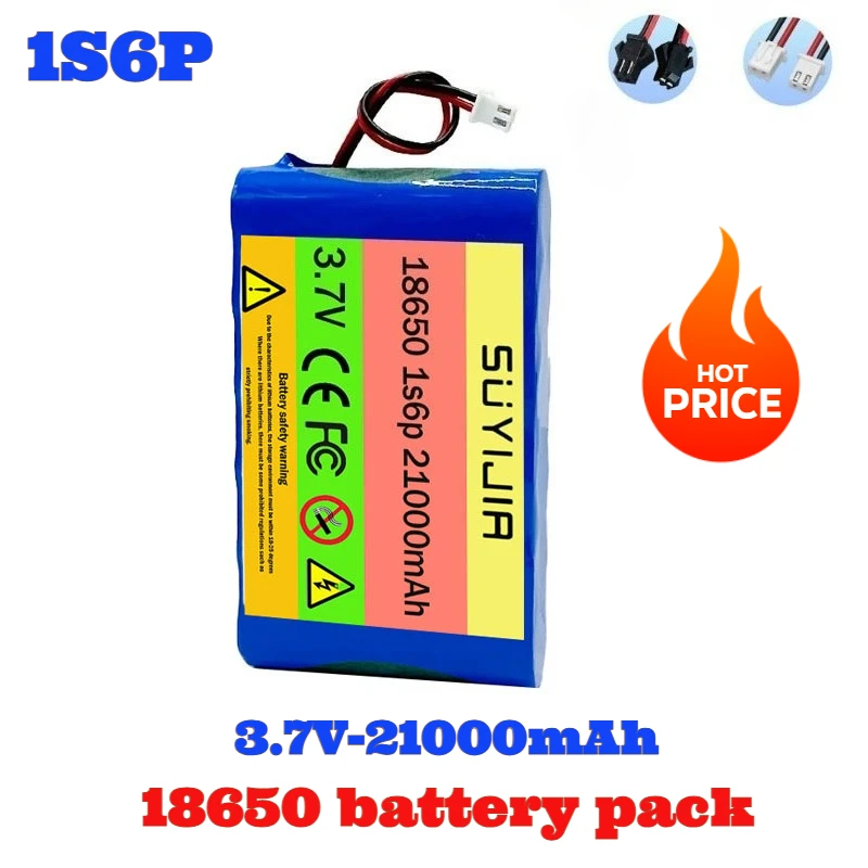 

18650 1S6P Battery 3.7V Rechargeable Li-ion Battery Pack for LED Light Bluetooth Speaker Spare Replacement Original Battery