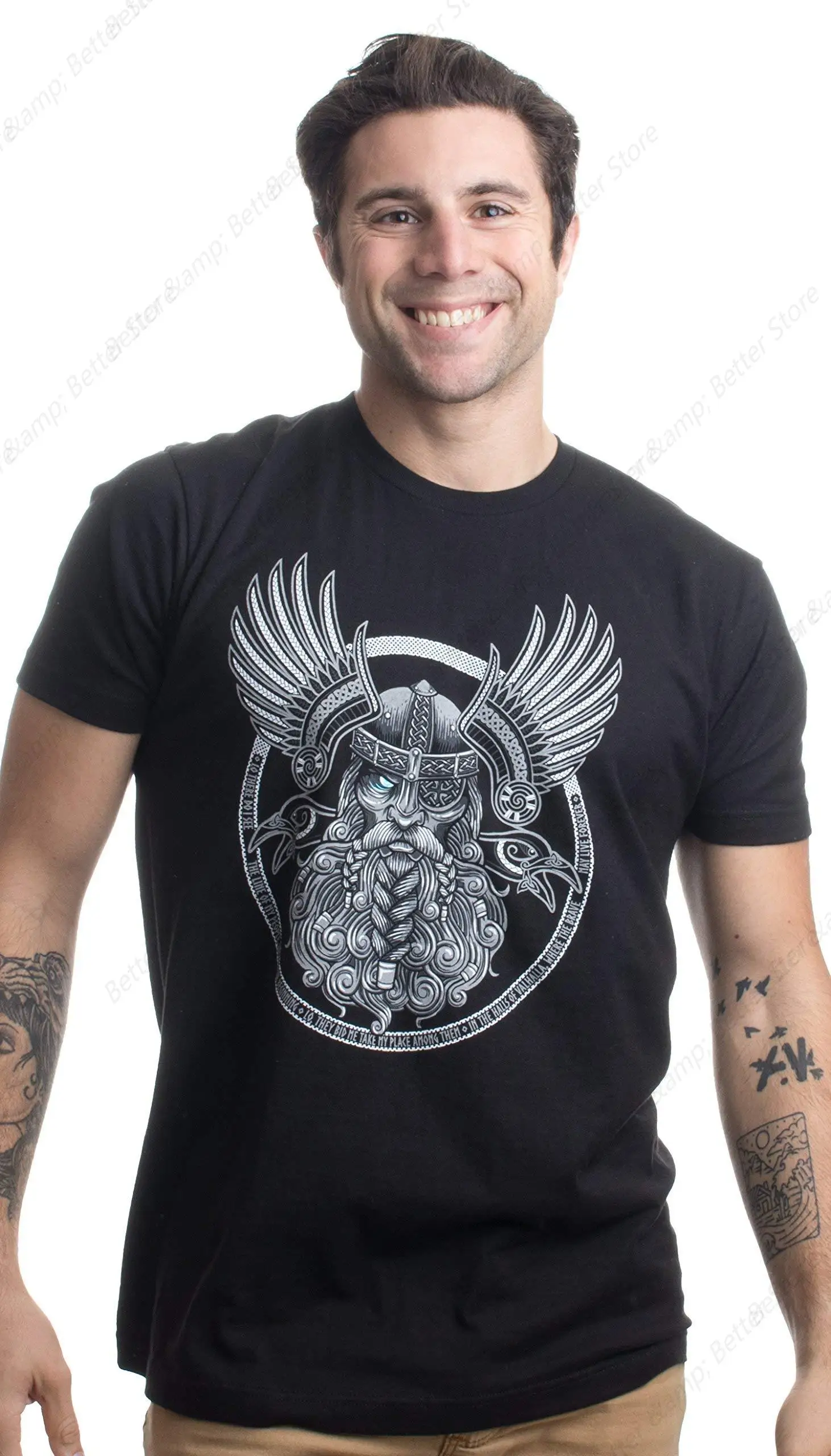 Odin Norse Mythology God Valkyrie Valhalla Viking Raven Nordic Thor T-Shirt