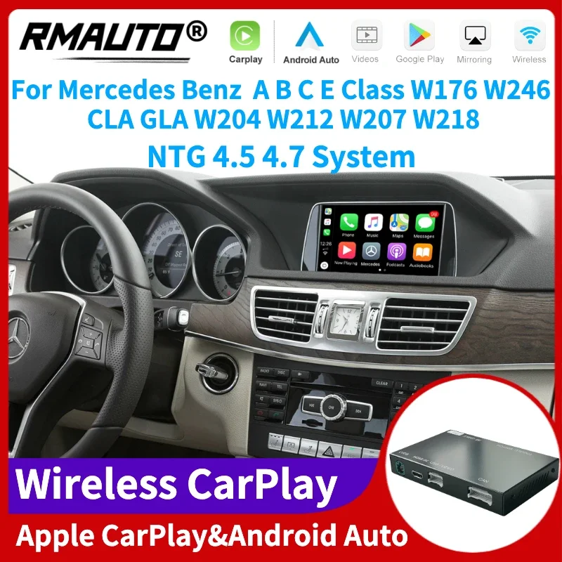 

RMAUTO Wireless Apple CarPlay NTG 4.5 4.7 for Mercedes Benz A B C E Class W176 W246 CLA GLA W204 W212 W207 W218 ML GLK SLK W463