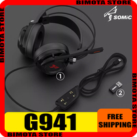 Somic G941 Headphones Line Control Noise Canceling Microphone E-Sports Wired Gaming Headset Atmosphere Lights PC Gamer Accessory