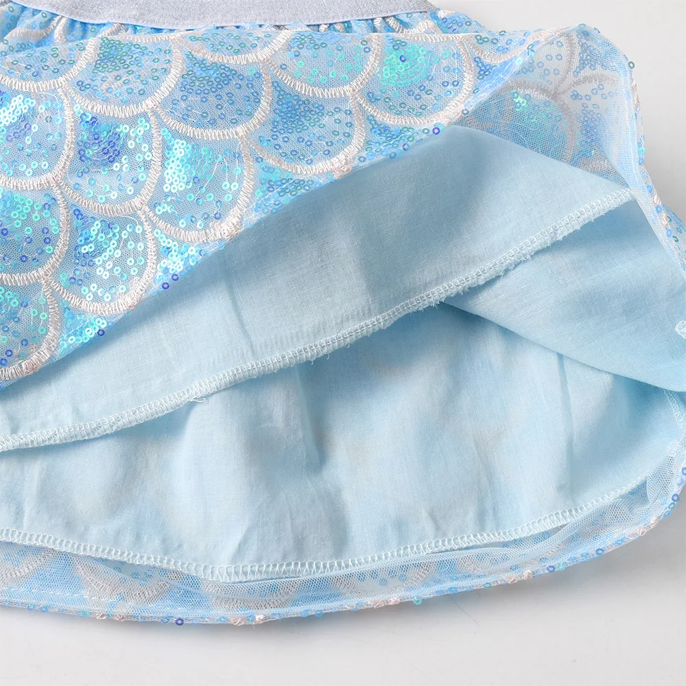 VIKITA Mädchen Kleinkinder Meerjungfrau Skala Druck Blau Glänzende Glitzernde Pailletten Röcke Kinder Mode Party Prinzessin Dress-up Elastischer Rock – Detail 7