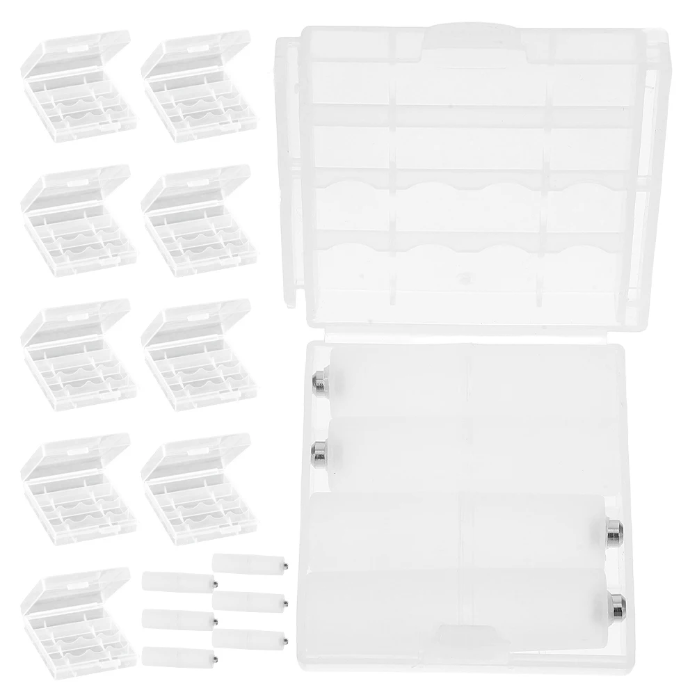 

10 set Aaa To Aa Converter Adapter Holder Clear Color Durable Compact Storage Box For Aa Aaa Batteries Easy Installation