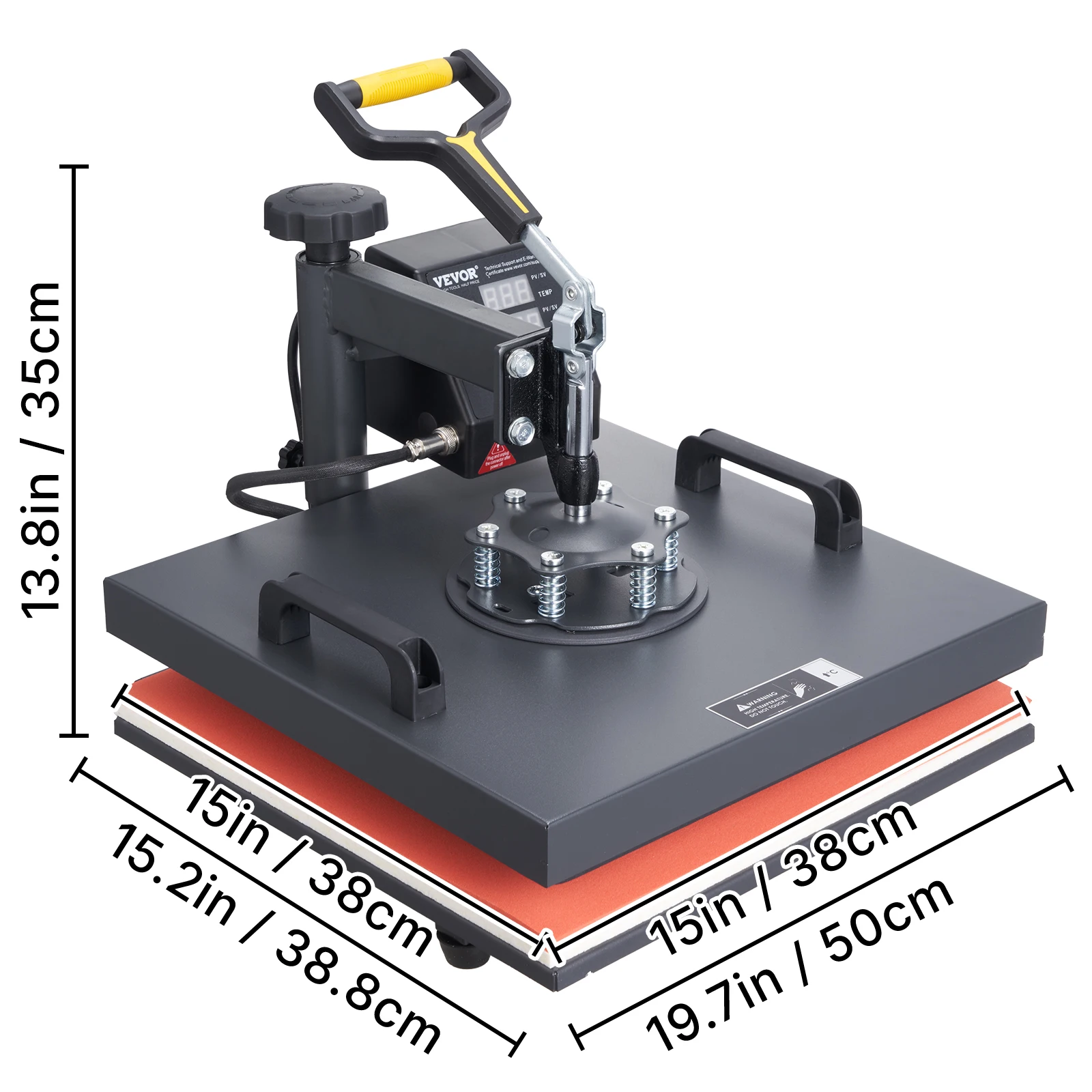 SucceBuy 2In1 Heat Press Machine 38*38CM Multifunctional 360° Swing-Away Digital Sublimation Printer Transfer DIY T-shirt Cap