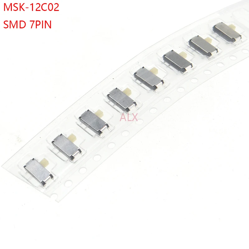 10/50 sztuk mini smd smt MSK-12C02 przełącznik dwupozycyjny 7pin 1P2T włączanie/wyłączanie przełączniki suwakowe dla MP3 MP4