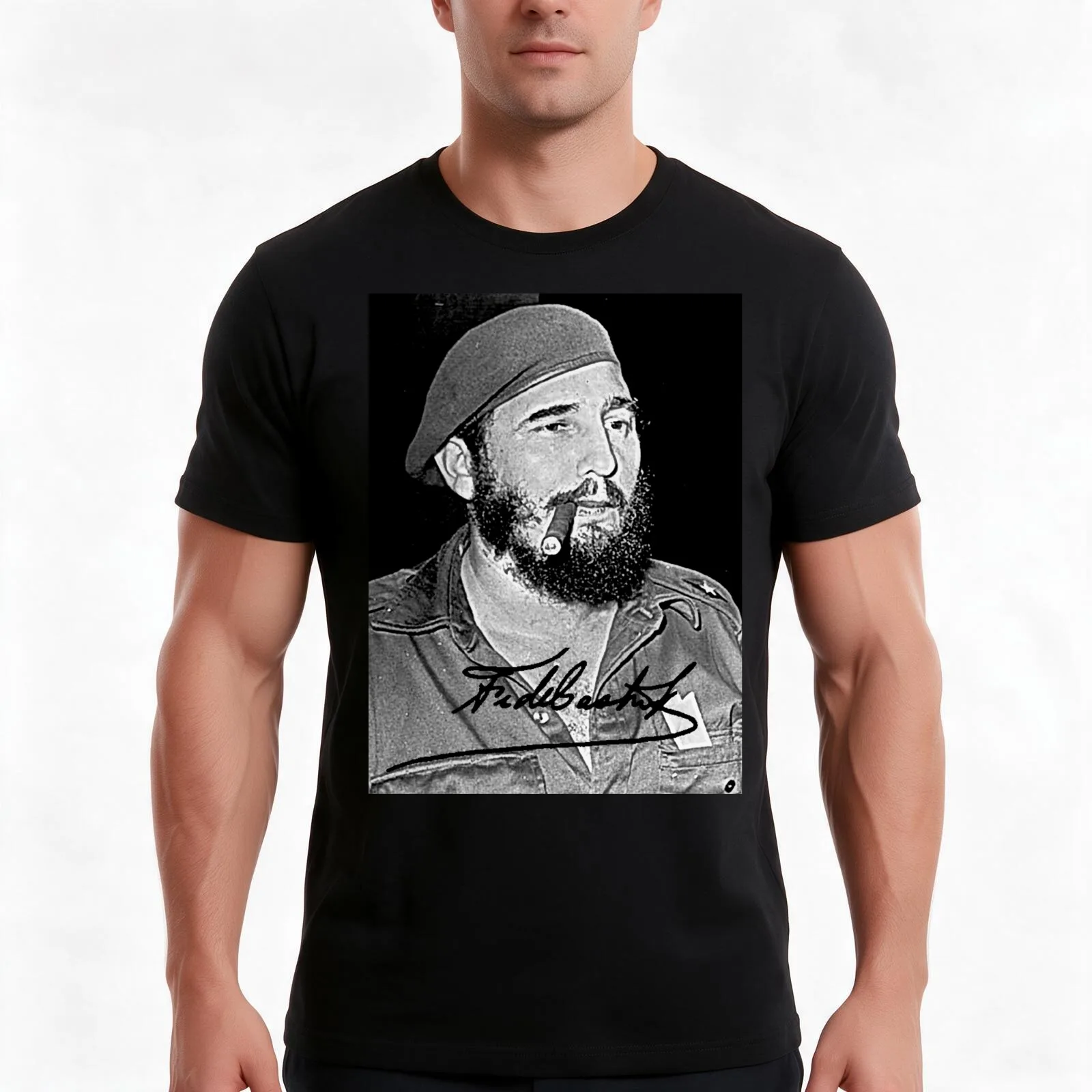 Fidel Castro was young T-Shirt, Summer Casual Cotton Tee, Oversized Streetwear Tops, Vintage Graphic Print, Unisex Men Women