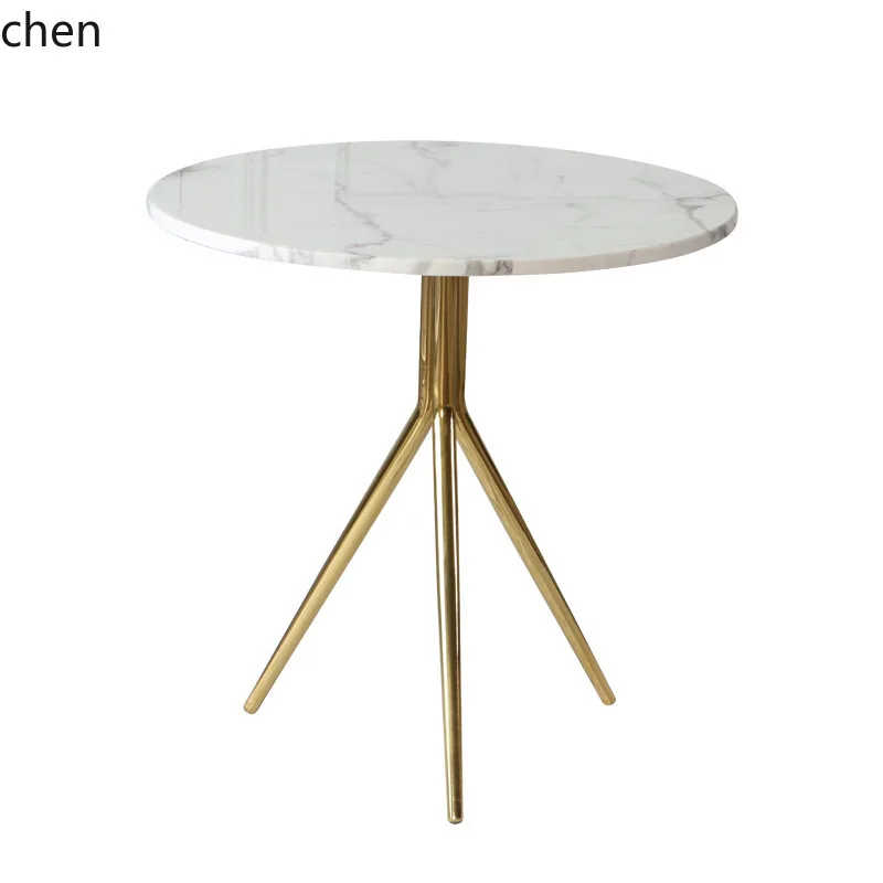 HT Rock Board Side Table Sofa  Stainless Steel Small Round  Corner Table Minimalist Side Corner Cabinet Bedroom Bedside Table