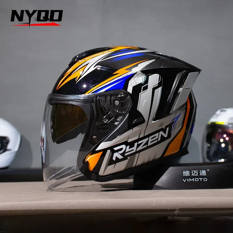 

Ryzen RO-5 Motorcycle Unisex Three-quarters Motorcycle Half Helmet All Season Universal Motorcycle Helmet Casco Moto