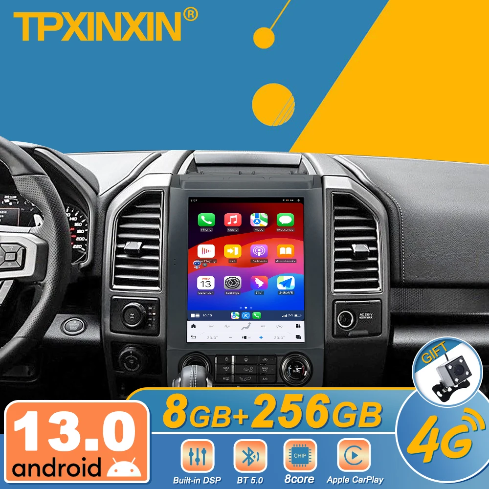 

12,1-дюймовый экран, автомобильное радио для Ford F150 2016-2021, Android, авто, GPS-навигация, мультимедийный видеоплеер, стереоприемник, головное устройство