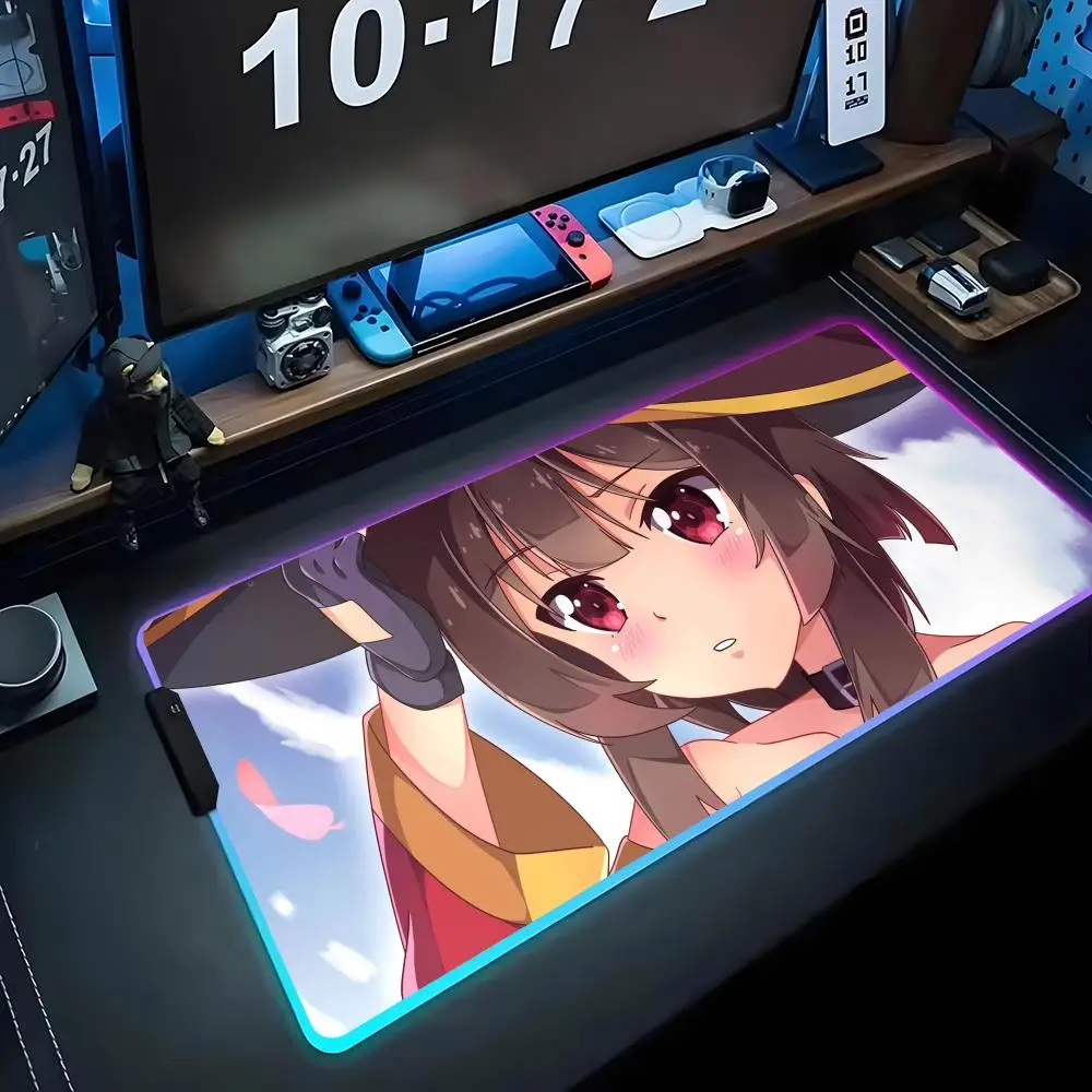 

Коврик для мыши megumin RGB Gaming Mousepad Большой светодиодный коврик для ПК Настольный коврик Светящийся коврик для мыши Большие коврики для клавиатуры Настольный коврик с подсветкой