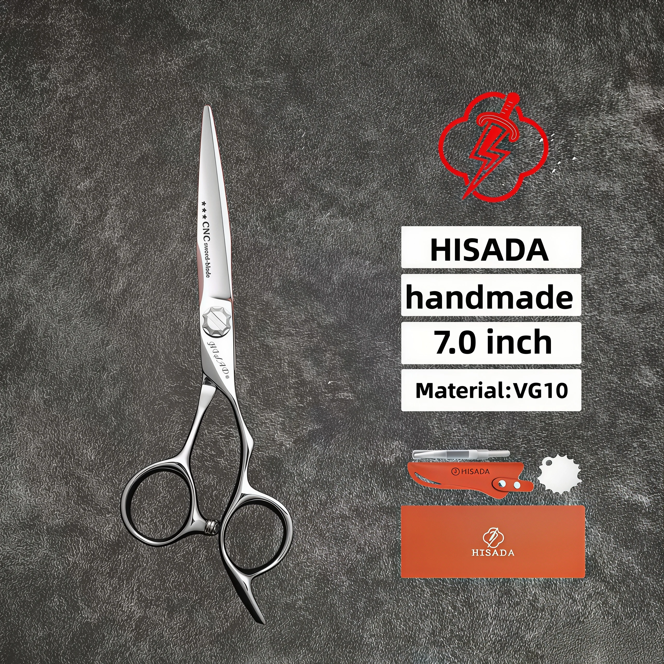 Professional Mirror Silver CNC Hair Shears, HISADA Sharp Hair Cutting Scissors Salon Hairdressing Tool