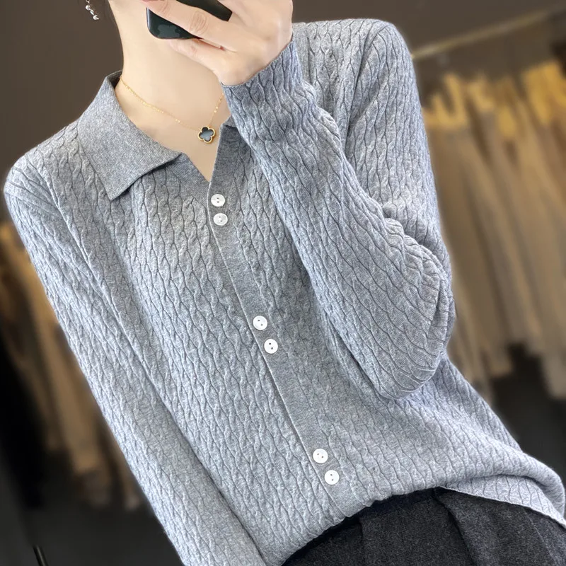 2024 Spring and Autumn New lapel Cashmere cardigan women fashion Cashmere sweater women casual Cashmere cardigan Coat