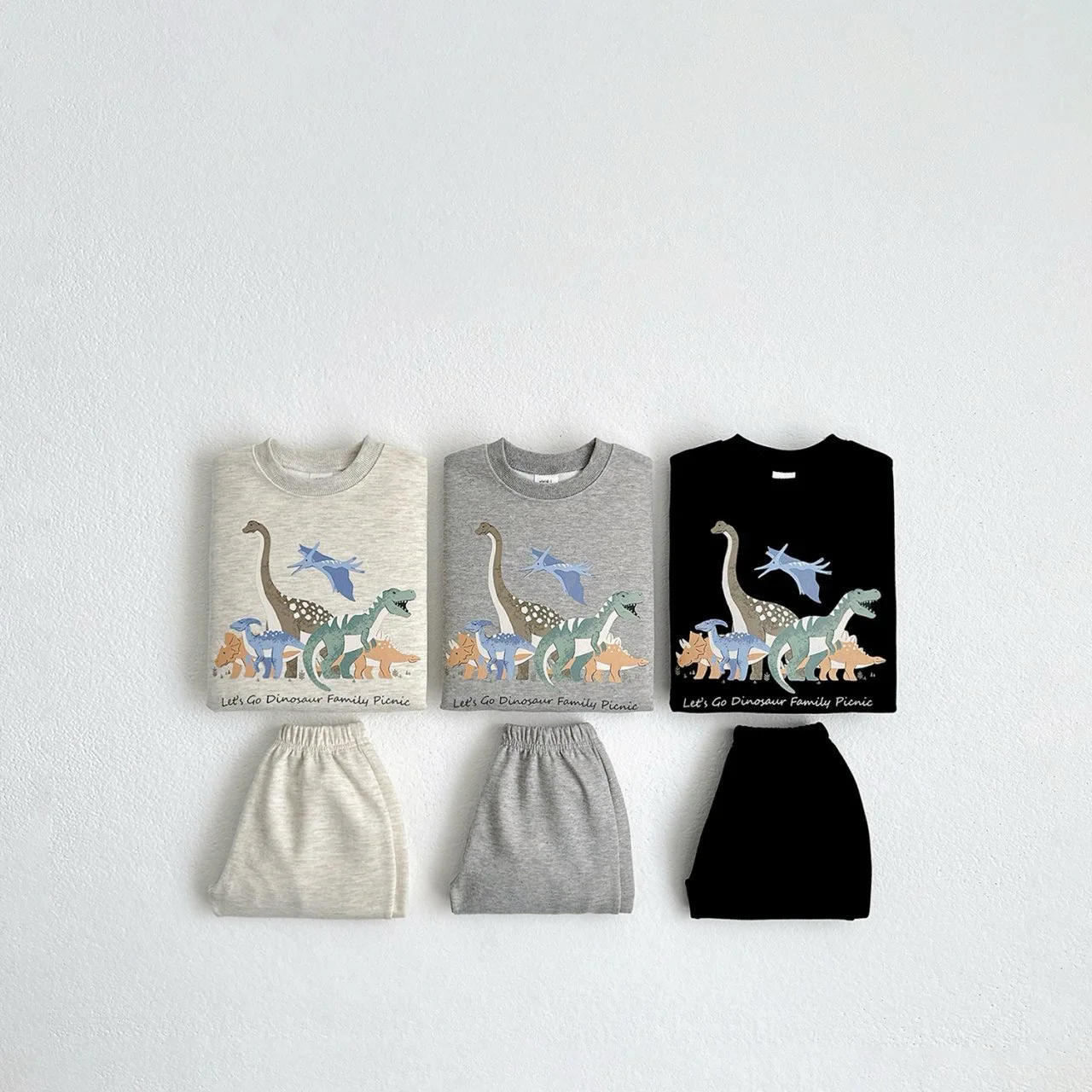 2024 Autumn New Baby Long Sleeve Clothes Set Infant Boy Cute Dinosaur Print Sweatshirt + Pants 2pcs Suit Toddler Girl Outfits