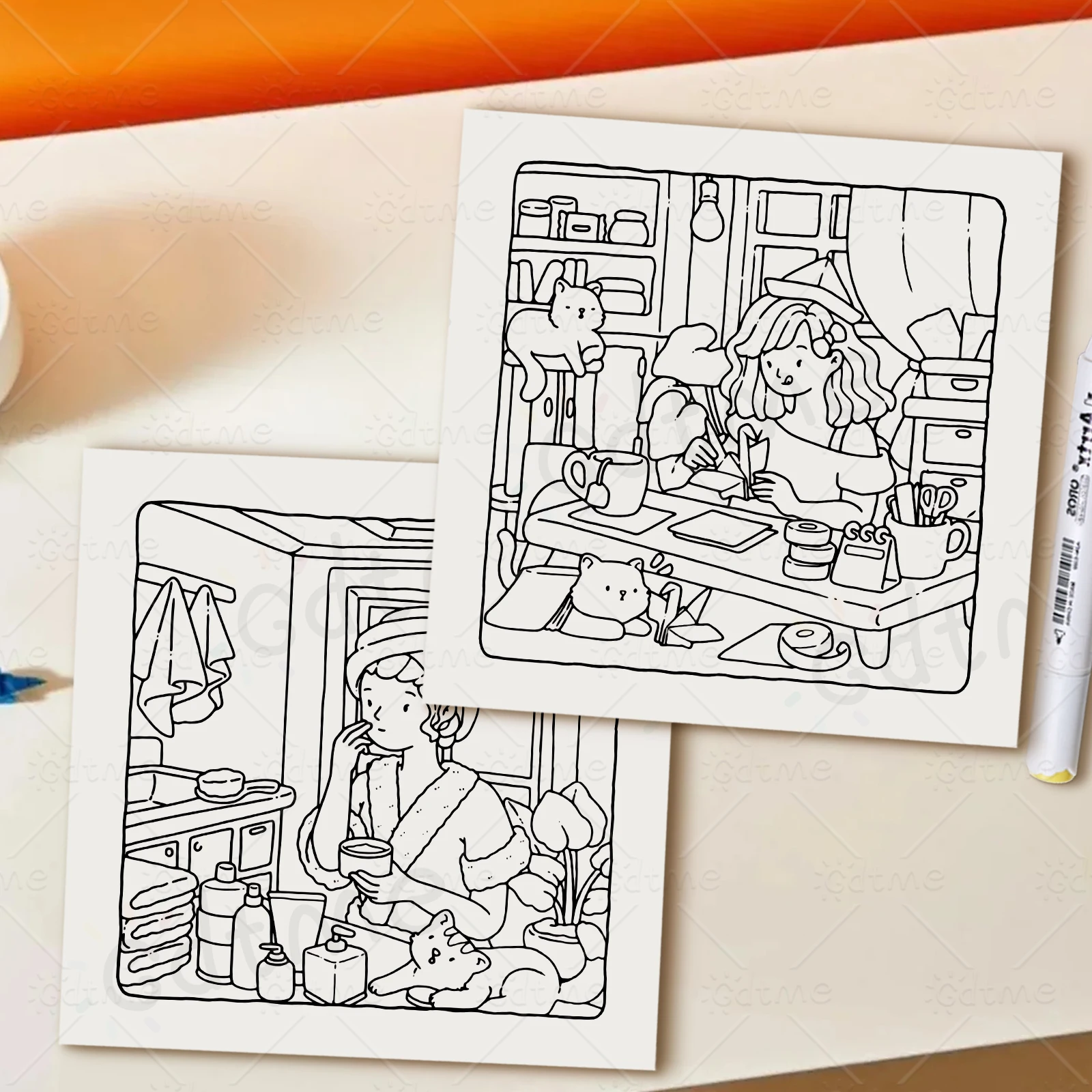 Libro para colorear de temporada acogedora para adultos con patrones de dibujos animados en negrita y fácil para relajarse, libros de dibujo de pintura DIY para niños