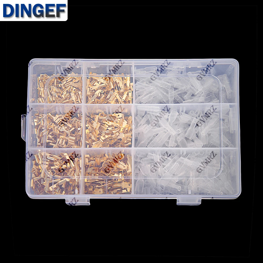900PCS/box 2.8/4.8/6.3mm Crimp Terminals Insulated Seal Electrical Wire Connectors Crimp Terminal Connector Assortment Kit gold