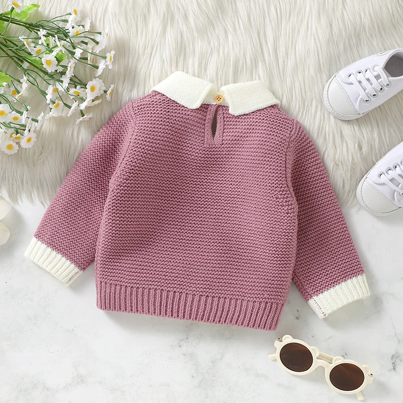Baby Sweaters Clothes Fashion Turtle Neck Long Sleeves Knit Newborn Boys Girls Pure Color Knitwear Pullovers 1-3Y Infant Jumpers