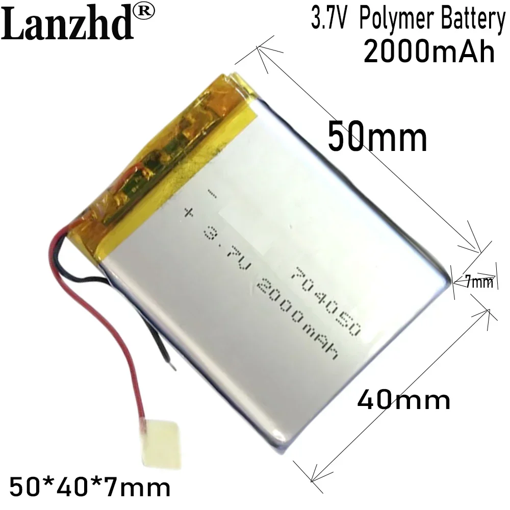 

3.7V Rechargeable polymer lithium battery 2000mAh For mobile power massager battery factory 704050