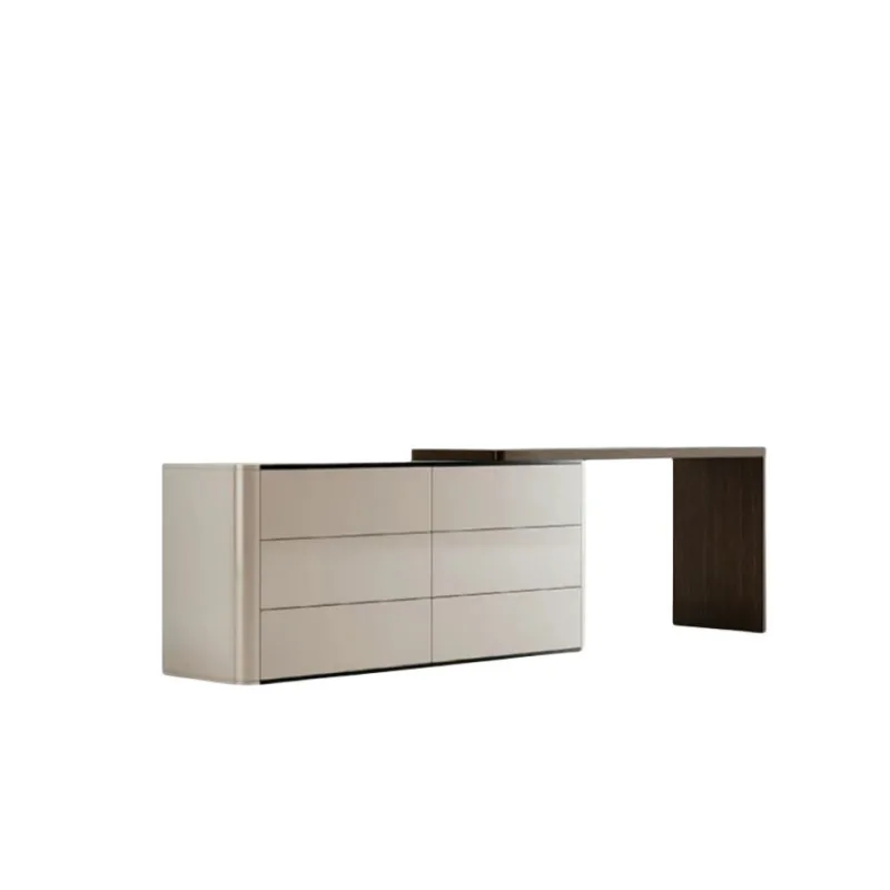 

Modern light luxury designer chest dresser integrated Italian minimalist bedroom bright paint storage cabinet makeup table