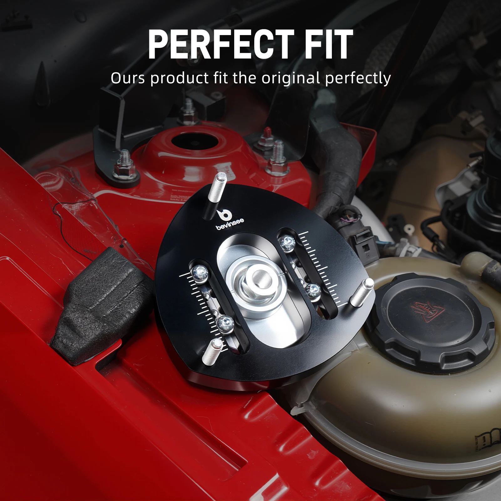 BEVINSEE 7075 Aluminum Alloy Adjustable Front Camber Plates for VW GTI MK7/MK7.5 2.0T GEN3, for Audi A3 8V 1.8T/2.0T Gen3