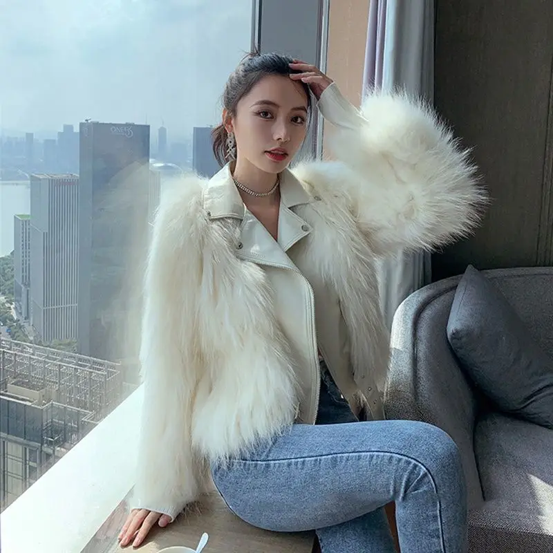 Fur coat Women jacket 2024 New Autumn and Winter Motorcycle Coat Young and Fashionable